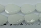 CPB347 15 inches 13*18mm faceted flat teardrop white porcelain beads