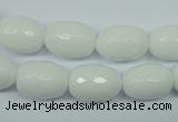 CPB355 15 inches 8*12mm faceted drum white porcelain beads wholesale