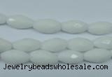 CPB357 15 inches 6*12mm faceted rice white porcelain beads wholesale