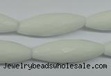 CPB359 15 inches 10*30mm faceted rice white porcelain beads wholesale