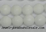 CPB36 15.5 inches 14mm faceted round white porcelain beads wholesale