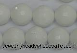 CPB37 15.5 inches 16mm faceted round white porcelain beads wholesale