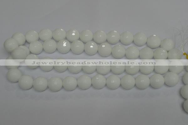 CPB37 15.5 inches 16mm faceted round white porcelain beads wholesale