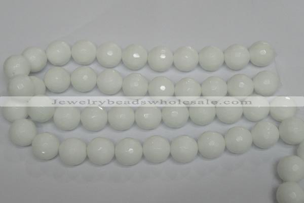 CPB38 15.5 inches 18mm faceted round white porcelain beads wholesale