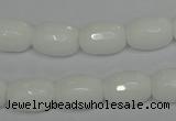 CPB41 15.5 inches 10*14mm faceted drum white porcelain beads