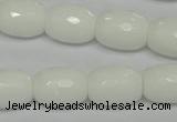 CPB42 15.5 inches 12*16mm faceted drum white porcelain beads