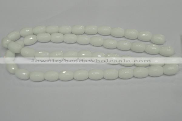 CPB42 15.5 inches 12*16mm faceted drum white porcelain beads