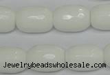 CPB43 15.5 inches 13*18mm faceted drum white porcelain beads