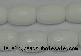 CPB44 15.5 inches 15*20mm faceted drum white porcelain beads