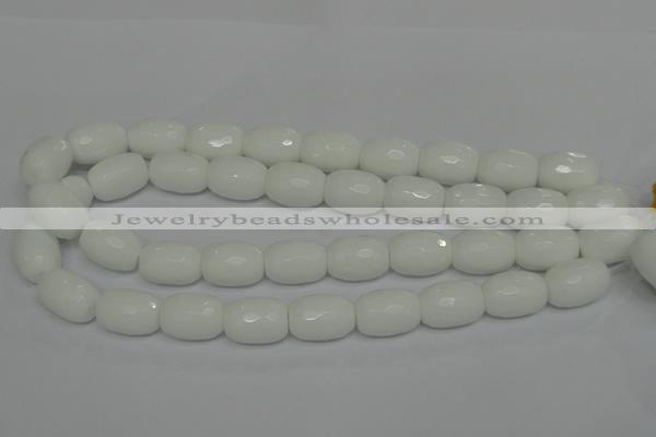 CPB44 15.5 inches 15*20mm faceted drum white porcelain beads