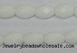 CPB46 15.5 inches 10*14mm faceted rice white porcelain beads