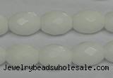 CPB47 15.5 inches 12*16mm faceted rice white porcelain beads