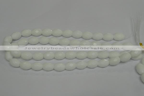 CPB47 15.5 inches 12*16mm faceted rice white porcelain beads