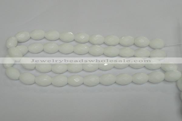 CPB48 15.5 inches 13*18mm faceted rice white porcelain beads