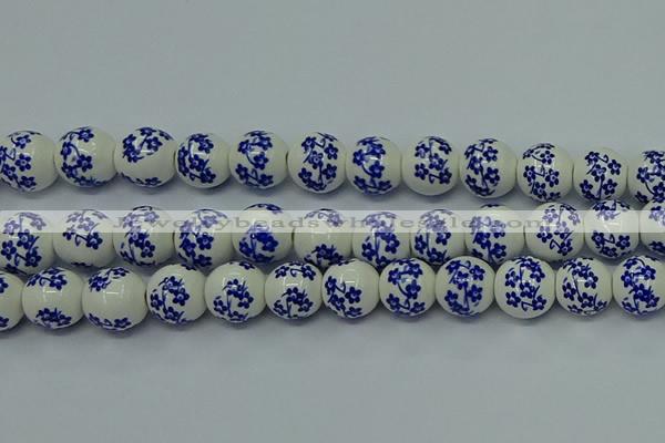 CPB501 15.5 inches 6mm round Painted porcelain beads