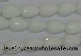 CPB51 15.5 inches 10*14mm faceted teardrop white porcelain beads