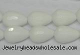 CPB52 15.5 inches 12*16mm faceted teardrop white porcelain beads