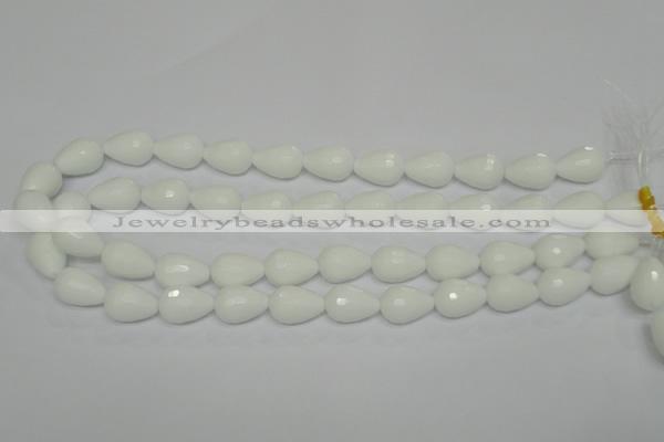 CPB52 15.5 inches 12*16mm faceted teardrop white porcelain beads