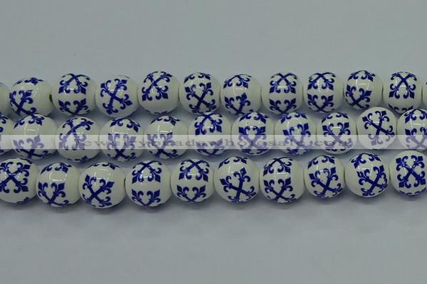 CPB521 15.5 inches 6mm round Painted porcelain beads