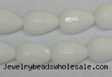 CPB53 15.5 inches 13*18mm faceted teardrop white porcelain beads