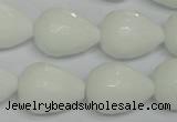 CPB54 15.5 inches 15*20mm faceted teardrop white porcelain beads