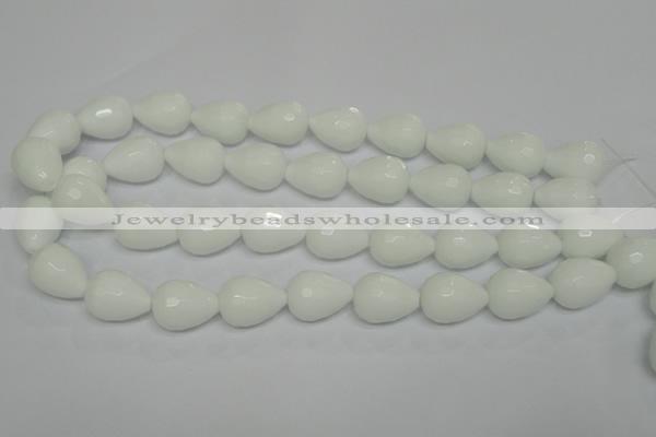 CPB54 15.5 inches 15*20mm faceted teardrop white porcelain beads