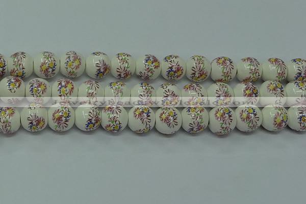 CPB572 15.5 inches 8mm round Painted porcelain beads