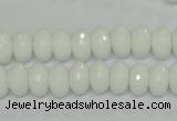 CPB59 15.5 inches 6*10mm faceted rondelle white porcelain beads