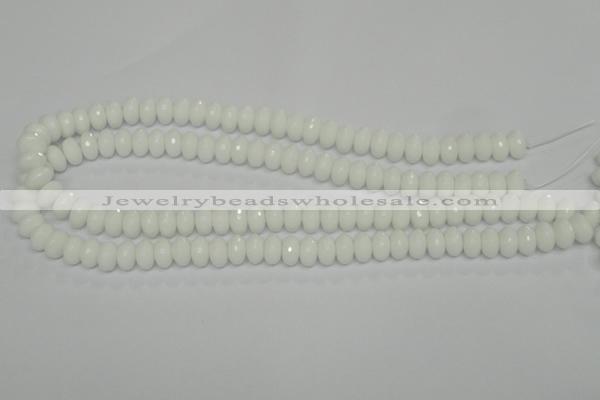 CPB59 15.5 inches 6*10mm faceted rondelle white porcelain beads