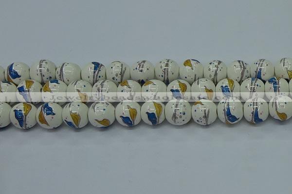 CPB592 15.5 inches 8mm round Painted porcelain beads