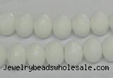 CPB60 15.5 inches 8*12mm faceted rondelle white porcelain beads