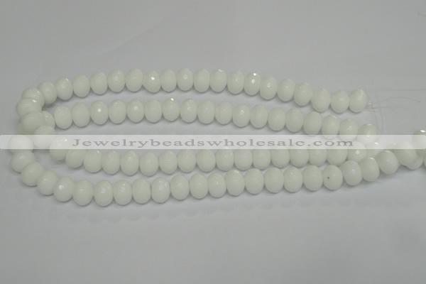 CPB60 15.5 inches 8*12mm faceted rondelle white porcelain beads