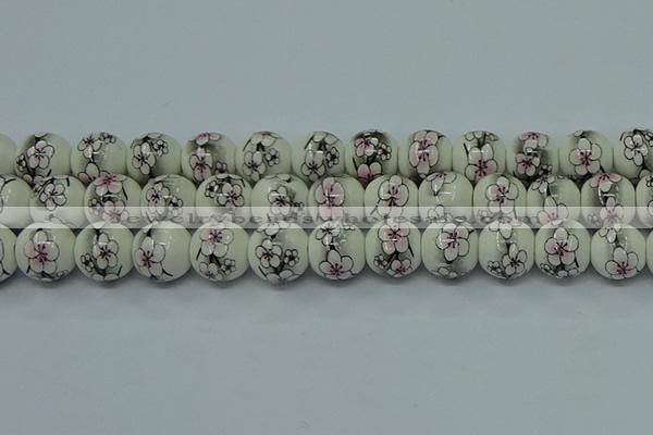 CPB601 15.5 inches 6mm round Painted porcelain beads