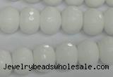 CPB61 15.5 inches 10*14mm faceted rondelle white porcelain beads