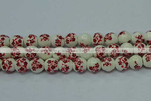 CPB611 15.5 inches 6mm round Painted porcelain beads