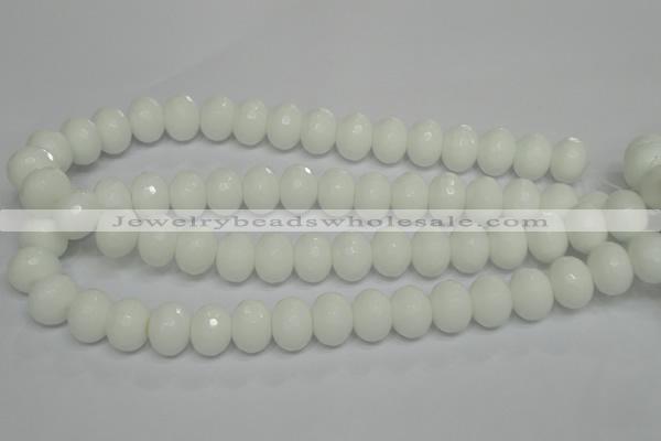 CPB62 15.5 inches 12*16mm faceted rondelle white porcelain beads