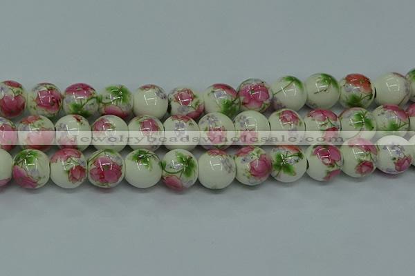 CPB655 15.5 inches 14mm round Painted porcelain beads