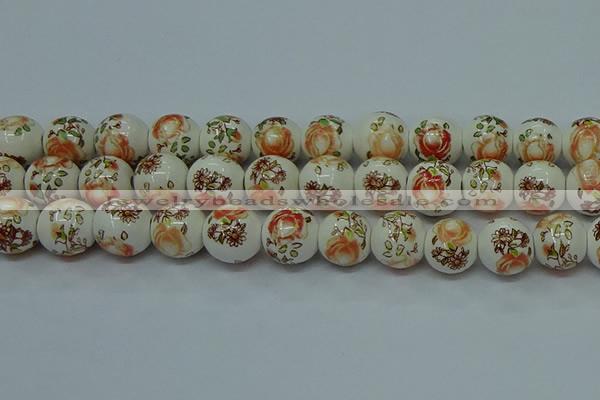 CPB672 15.5 inches 8mm round Painted porcelain beads