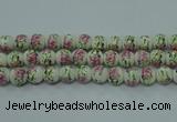 CPB681 15.5 inches 6mm round Painted porcelain beads