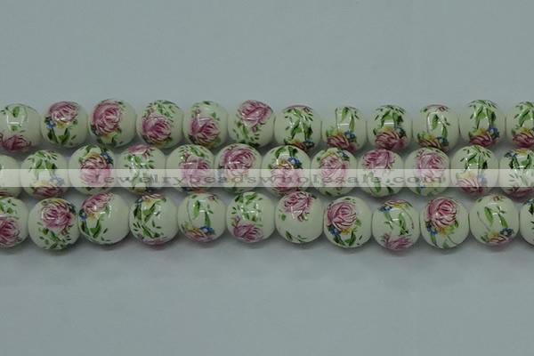 CPB681 15.5 inches 6mm round Painted porcelain beads