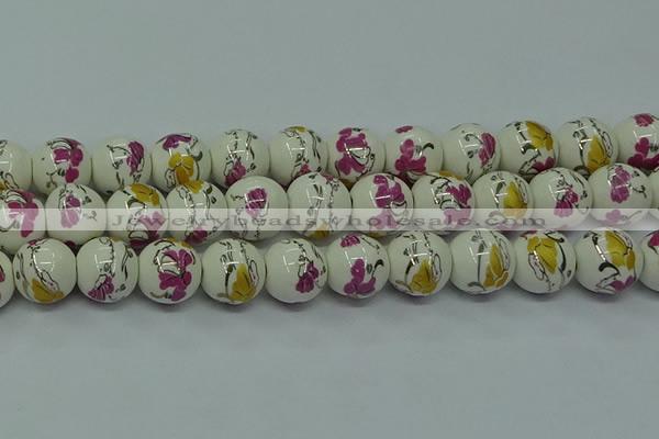 CPB691 15.5 inches 6mm round Painted porcelain beads