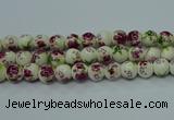 CPB701 15.5 inches 6mm round Painted porcelain beads