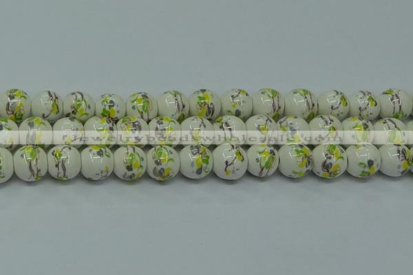 CPB722 15.5 inches 8mm round Painted porcelain beads