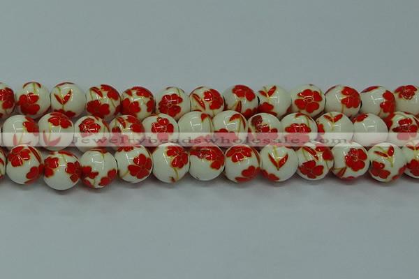 CPB761 15.5 inches 6mm round Painted porcelain beads