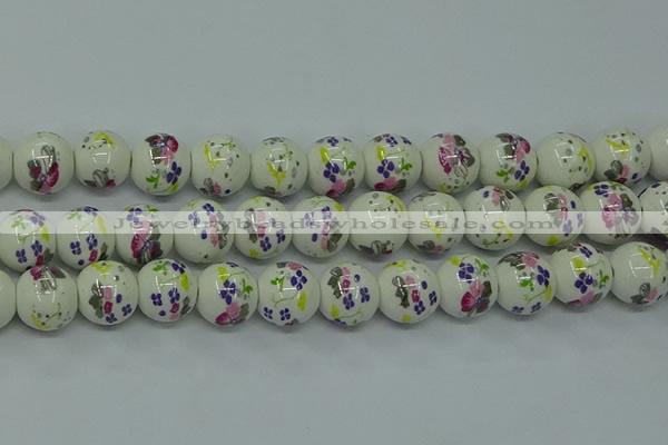 CPB771 15.5 inches 6mm round Painted porcelain beads