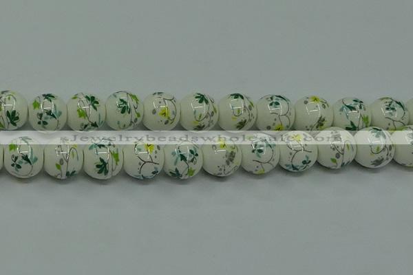 CPB782 15.5 inches 8mm round Painted porcelain beads