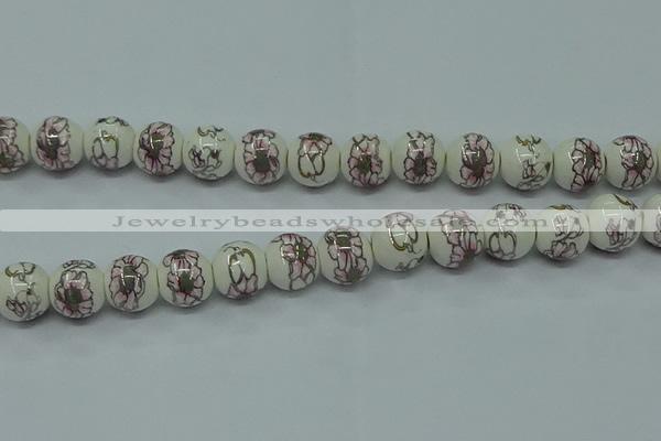 CPB792 15.5 inches 8mm round Painted porcelain beads