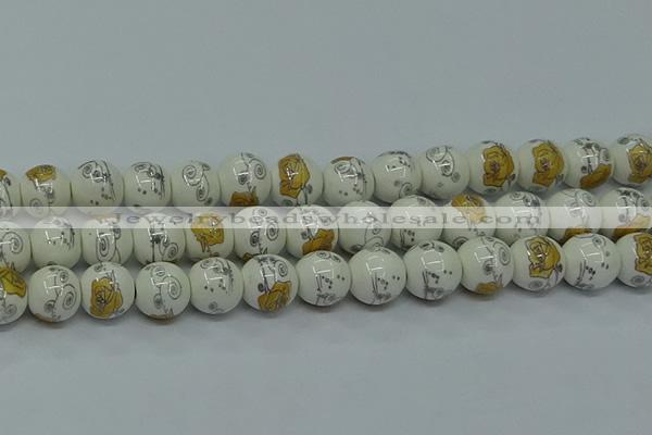 CPB801 15.5 inches 6mm round Painted porcelain beads