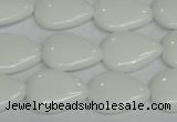 CPB91 15.5 inches 15*20mm flat teardrop white porcelain beads wholesale