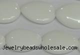 CPB92 15.5 inches 18*25mm flat teardrop white porcelain beads wholesale